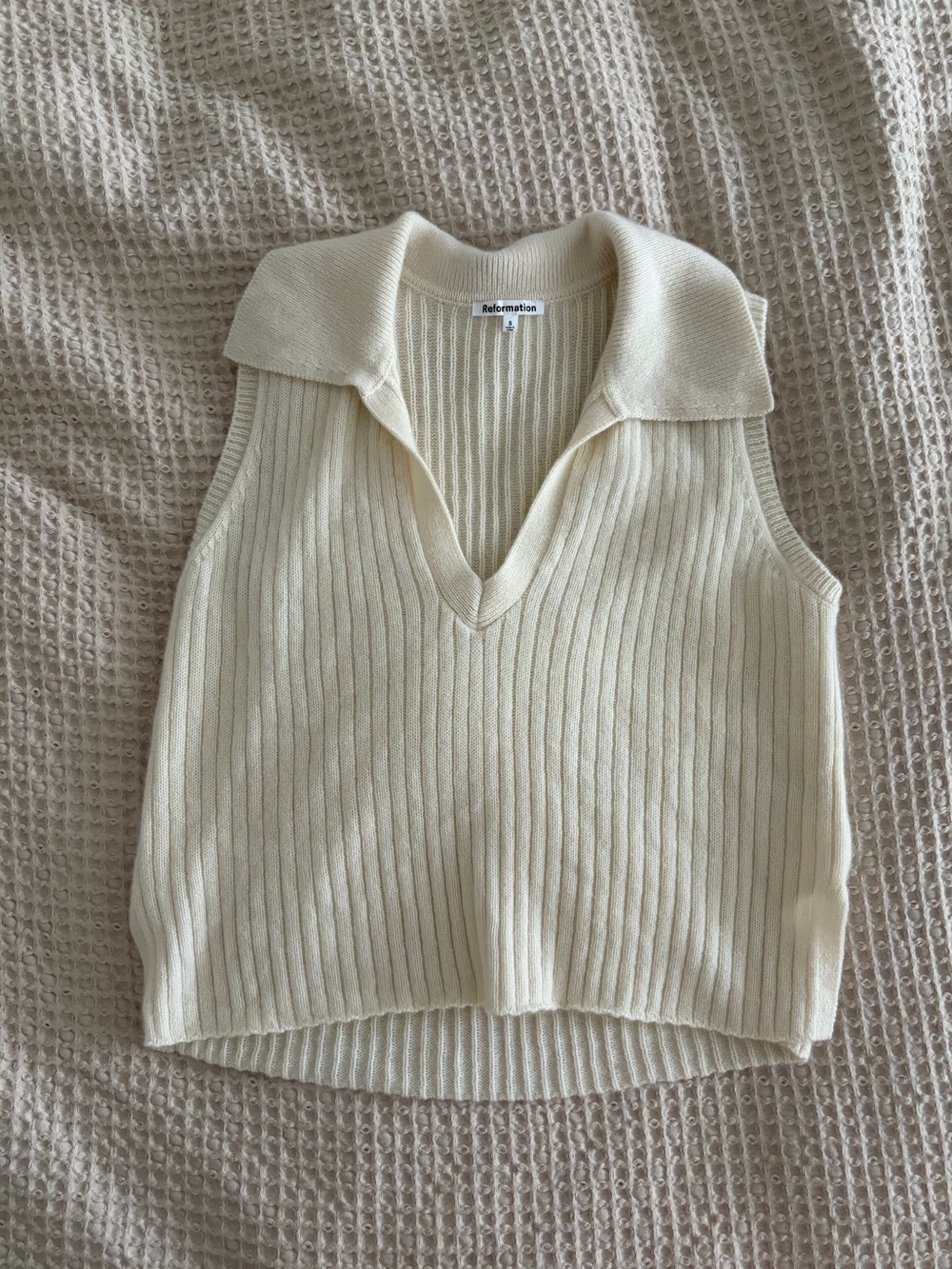Reformation Cashmere Polo Sleeveless Sweater Vest